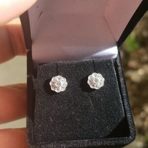 Sterling Silver 925 Rhodium Clear sun earrings